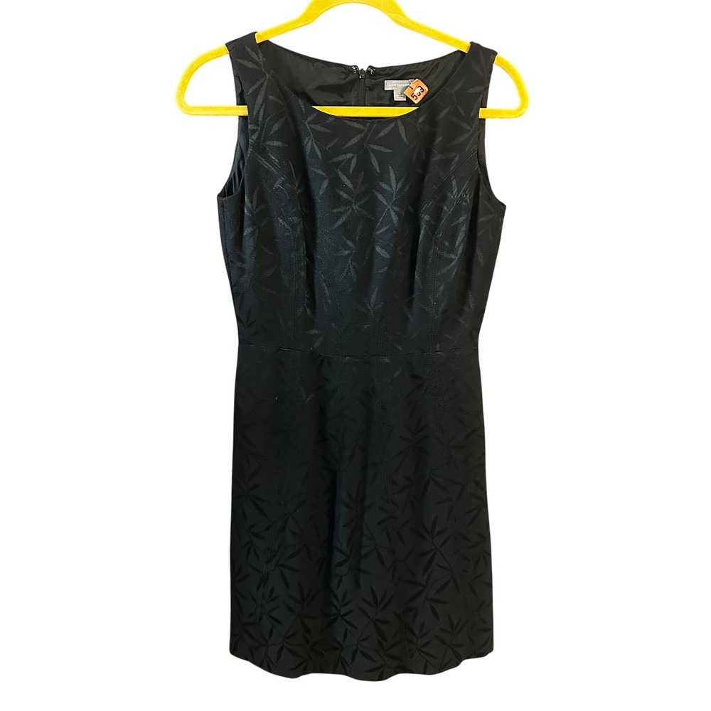 Ann Taylor Black Jacquard Bamboo Leaf Sleeveless Sheath Dress Size 0
